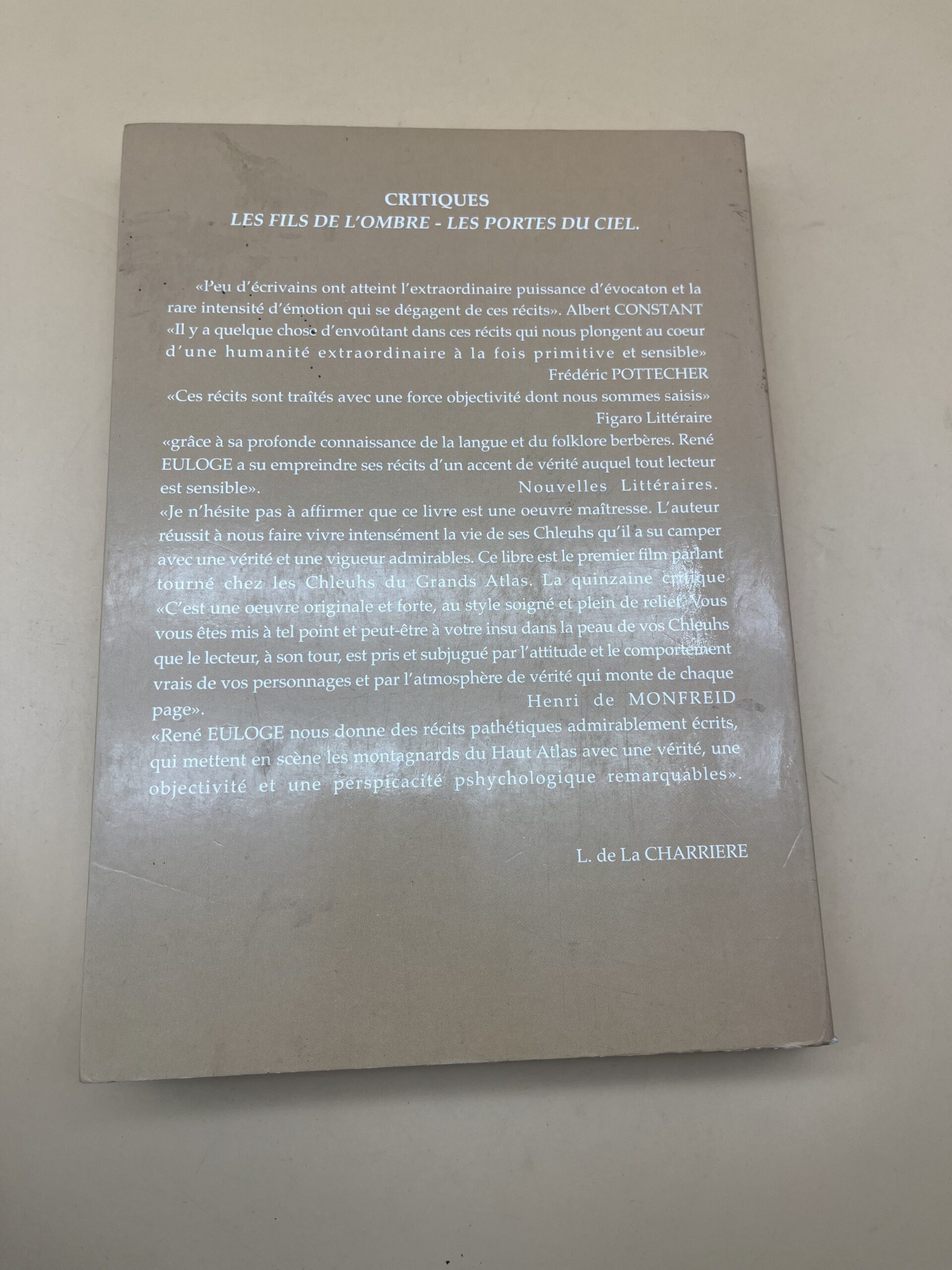 Des fils de l’ombre aux chants de la Tassaout – Œuvre littéraire de René Euloge sur le monde berbère du Grand Atlas Des fils de l’ombre aux chants de la Tassaout – Œuvre littéraire de René Euloge sur le monde berbère du Grand Atlas